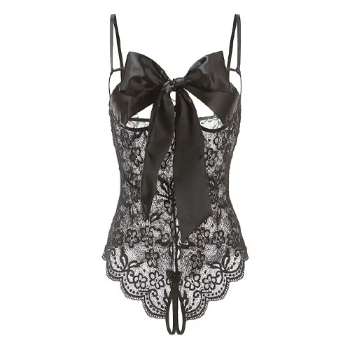 Black lace baby doll dress