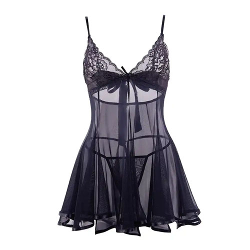 Black lace baby doll dress