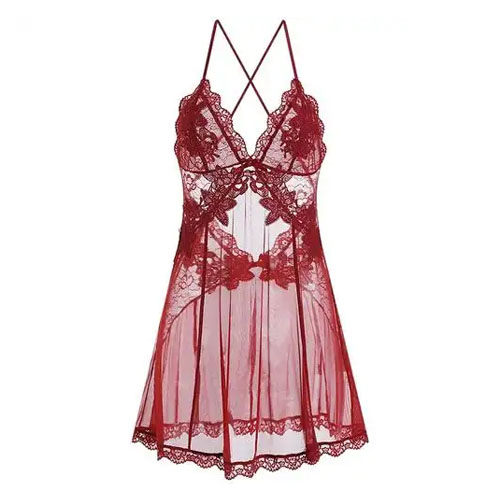 Red lace baby doll dress