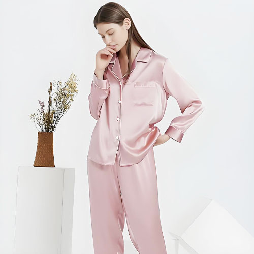 Rose pink silk women's sleep wear