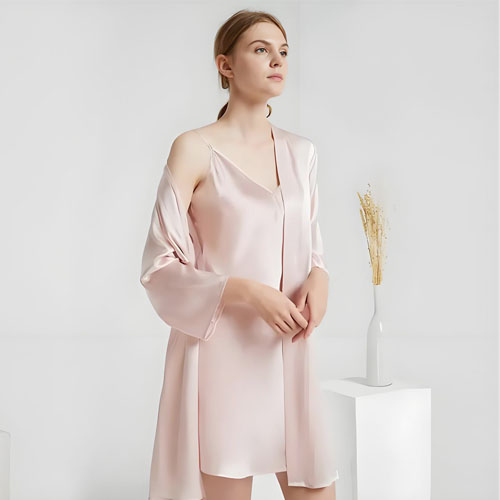 Rose pink silk women's sleep wear