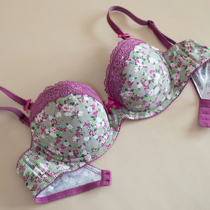 Fuchsia floral bra